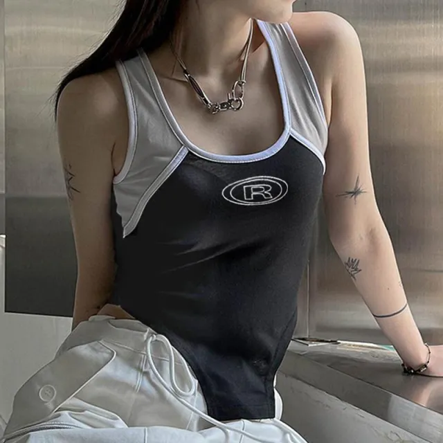 Functional Stitching And Contoured Hem Suspender Vest Red - Shop at LoveMi
