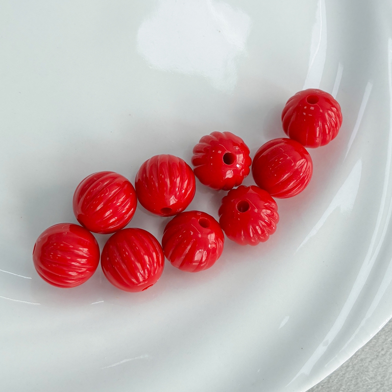 14mm Acrylic Pumpkin Beads, Ribbed Round Charms With Vertical Hole For DIY Jewelry Making, Bracelets, Necklaces & Kids Crafts, Mixed Pastel & Solid Colors
