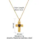 Stainless Steel Heart-shaped Cross Pendant Necklace With Rhinestone Inlay view 6