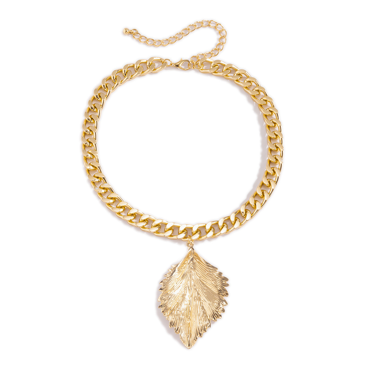Punk Style Exaggerated Large Leaf Pendant Necklace