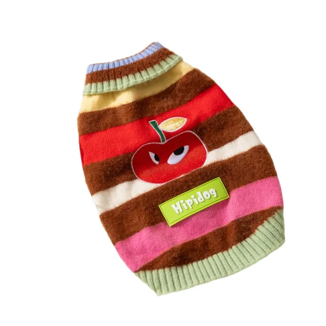 Pet Clothing, Corgi Special Rainbow Apple Striped Autumn And Winter Warm Medium sized Dog Pullover Sweater, Dog Clothing Brown - Shop at LoveMi