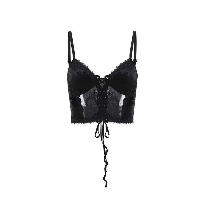 New Dark Style Solid Color Suspender Top