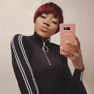 European Beauty Black Fashion Bob Head - Wine Red