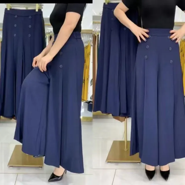 Women's Loose Fashion High Waist Thin Wide Leg Pants Navy Blue - Shop at LoveMi