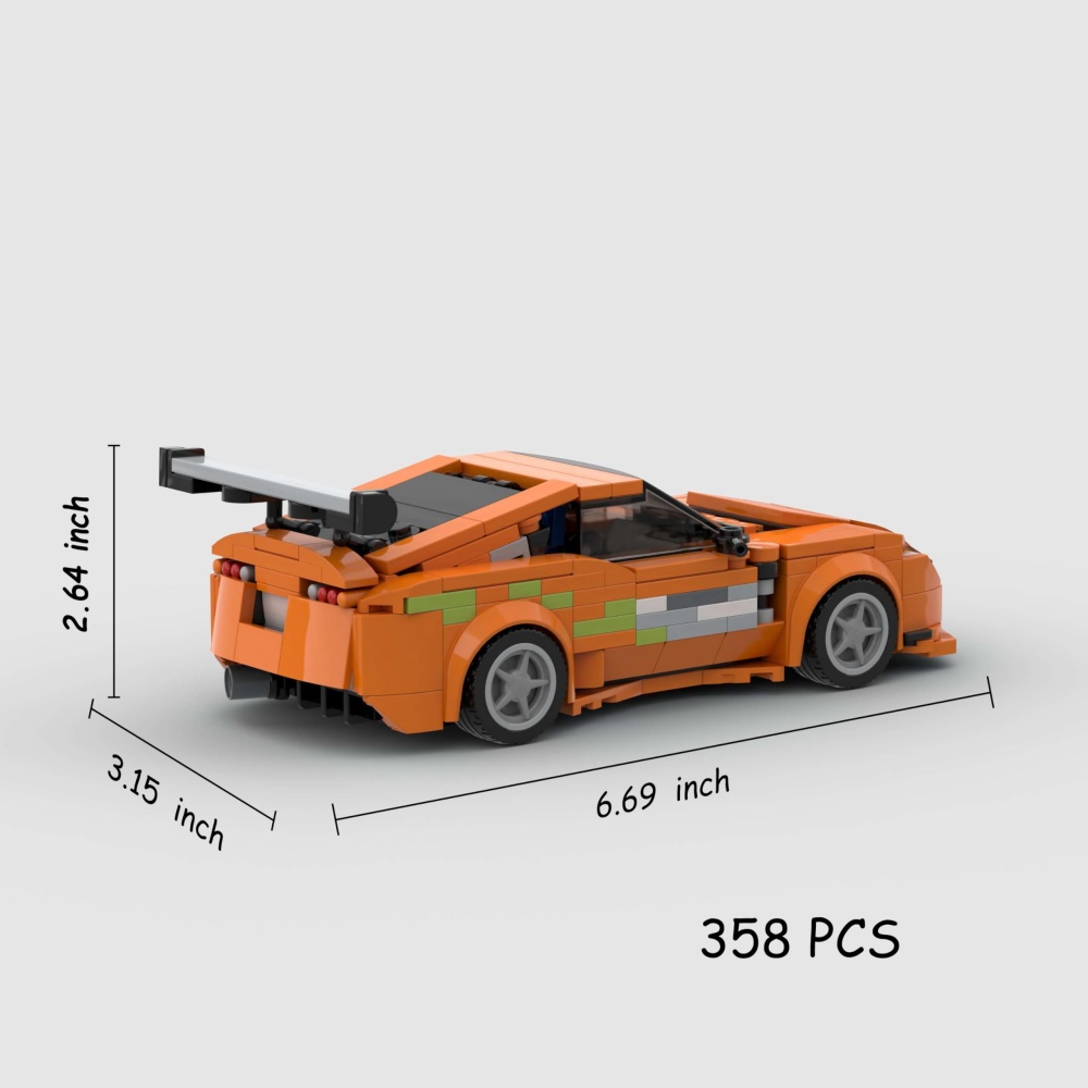 358PCS Orange Sports Car MOC Building Blocks MK4 3