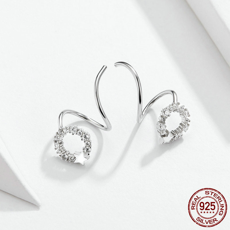 Star Fashion Zircon Platinum Plated Women's Earrings