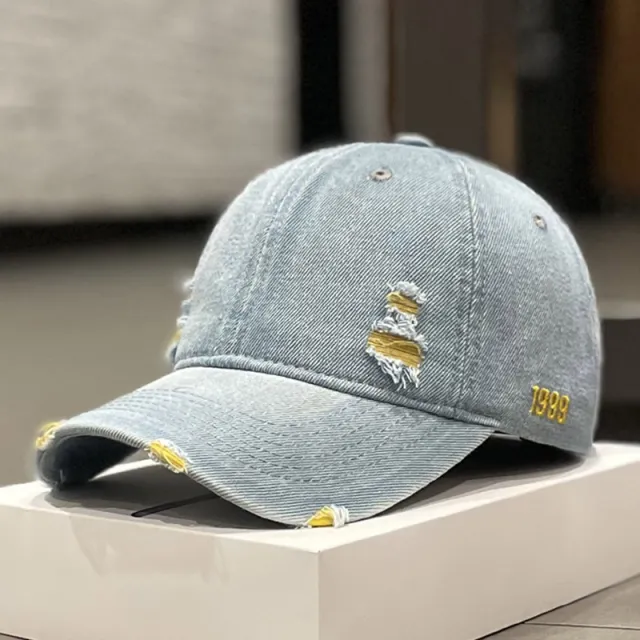 Women's Fashion Versatile Denim Do Old Broken Baseball Hat Yellow - Shop at LoveMi