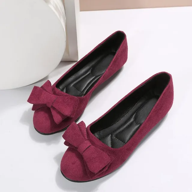 Fashion Bowknot Flats Shoes Casual Round Toe Loafers Cozy Shoes For Women Red - Shop at LoveMi