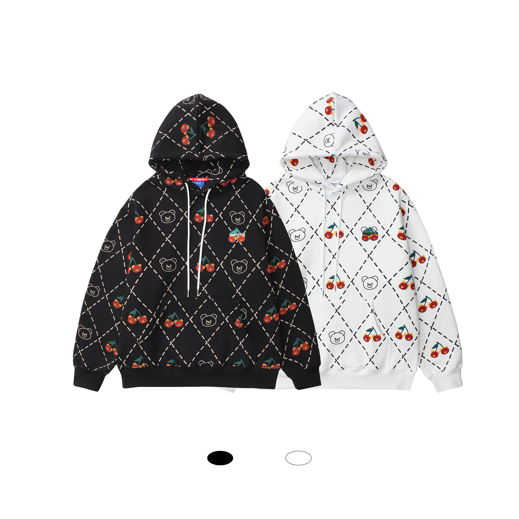 Japanese Full Print Cherry Hooded Sweater For Men And Women