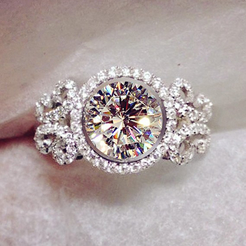 Ladies Round Zirconium Plated Gold Plated Ball Party Ring