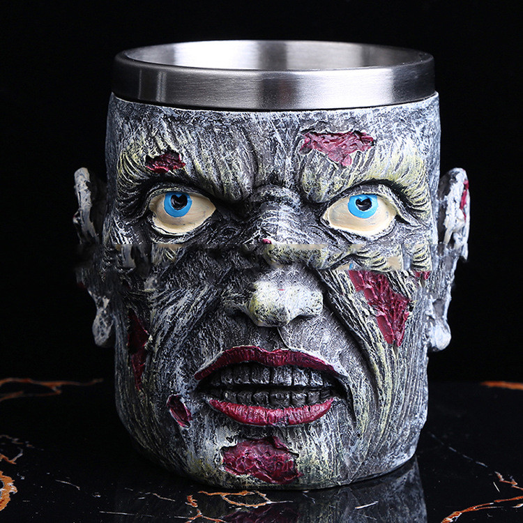 Resin skull water cup mug beer mug creation (dark grey)