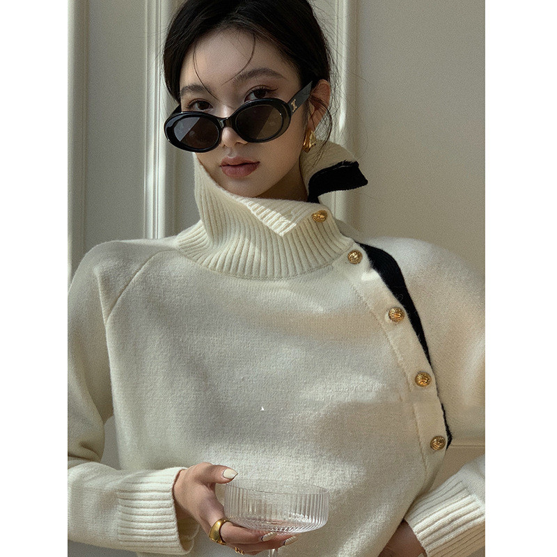 Title 4, Turtleneck Two Wear Long-sleeved Sweater Women