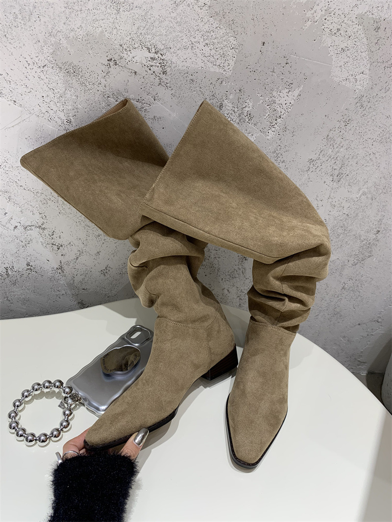 Title 7, Square Toe Suede Women Thick Heel Two Wear Fash...