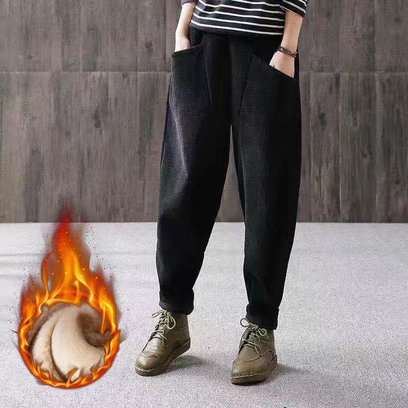 Vintage Literary Corduroy Harem Pants Are Thin And Loose