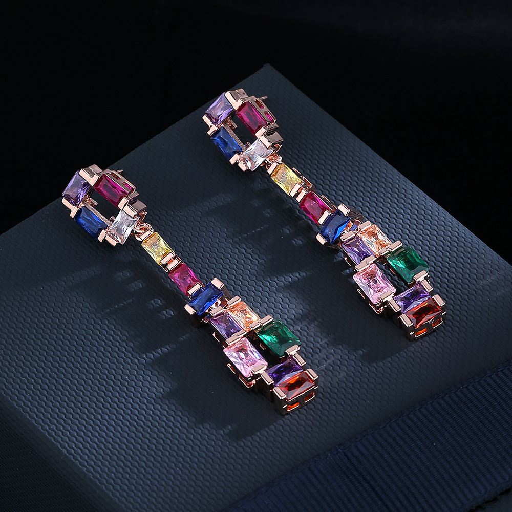 High-grade Contrast Color Fashion Eardrops Super Flash Zircon Earrings