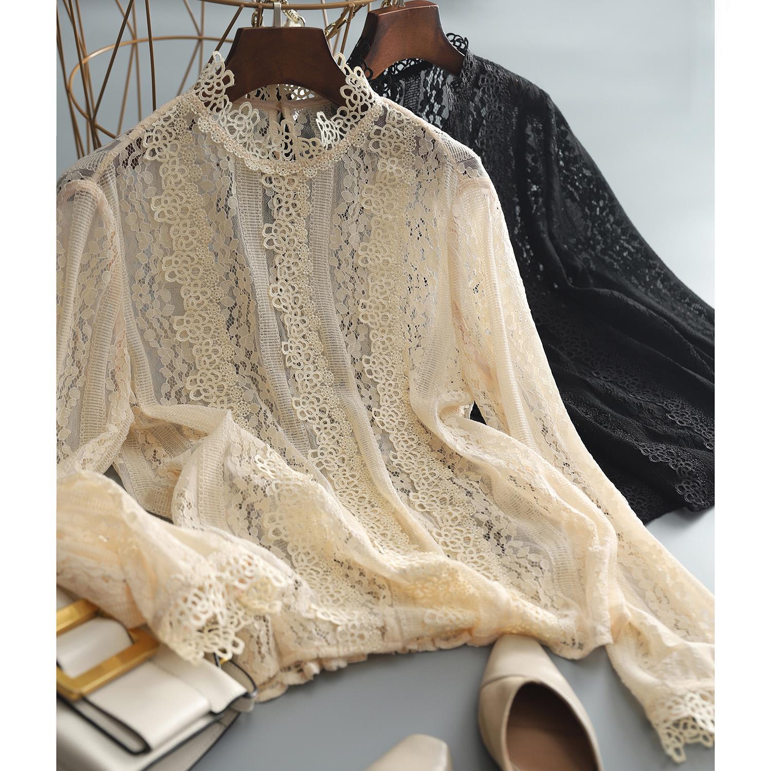 Temperament And Elegant Hollow Lace Lace Soft Top Women's