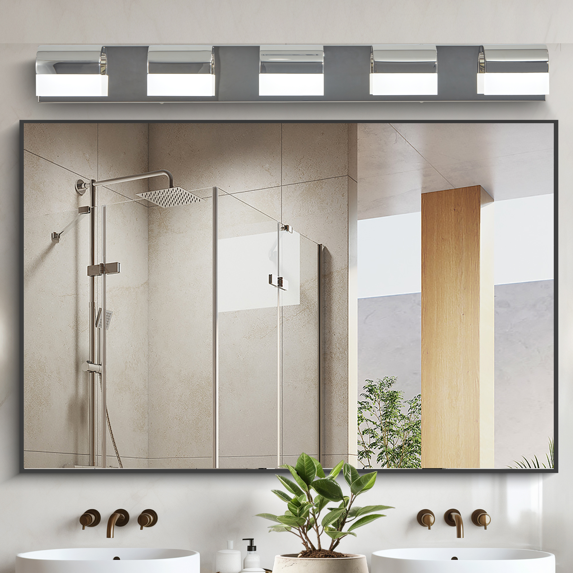 Modern Bathroom Vanity Lighting 5-Light LED Vanity Lights Over Mirror Bath Wall Lighting