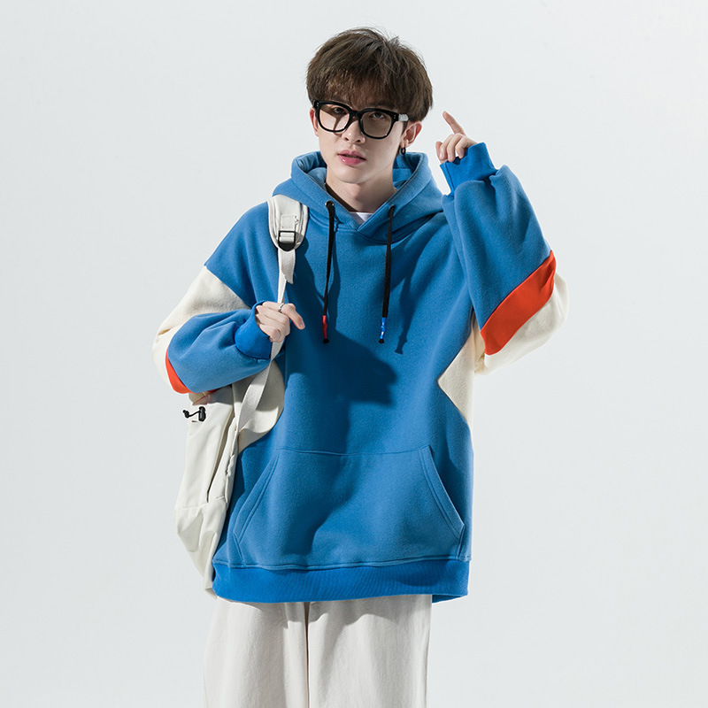 Loose Colorblock Pullover HoodieHong Kong