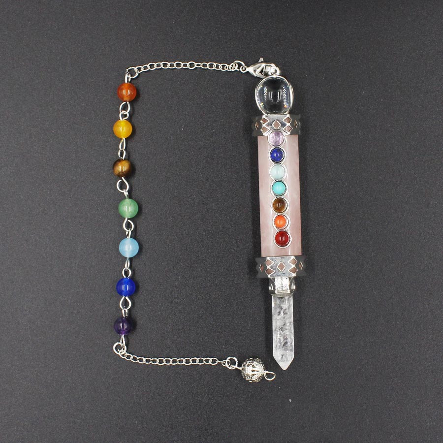 Seven stone chakra pendant pendulum pendant right (black)