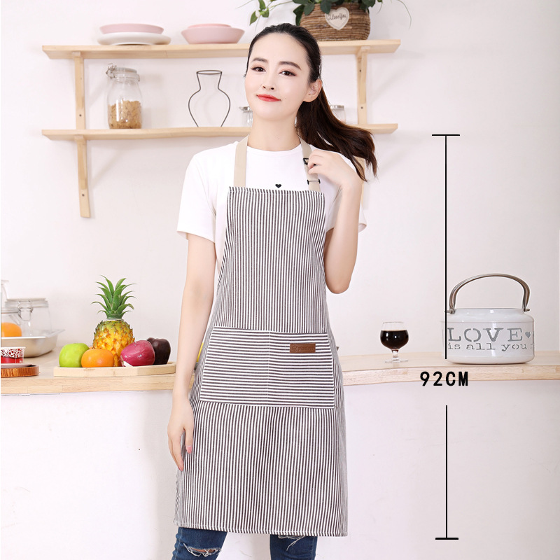 Title 4, Household Cotton Linen Halterneck Striped Apron...