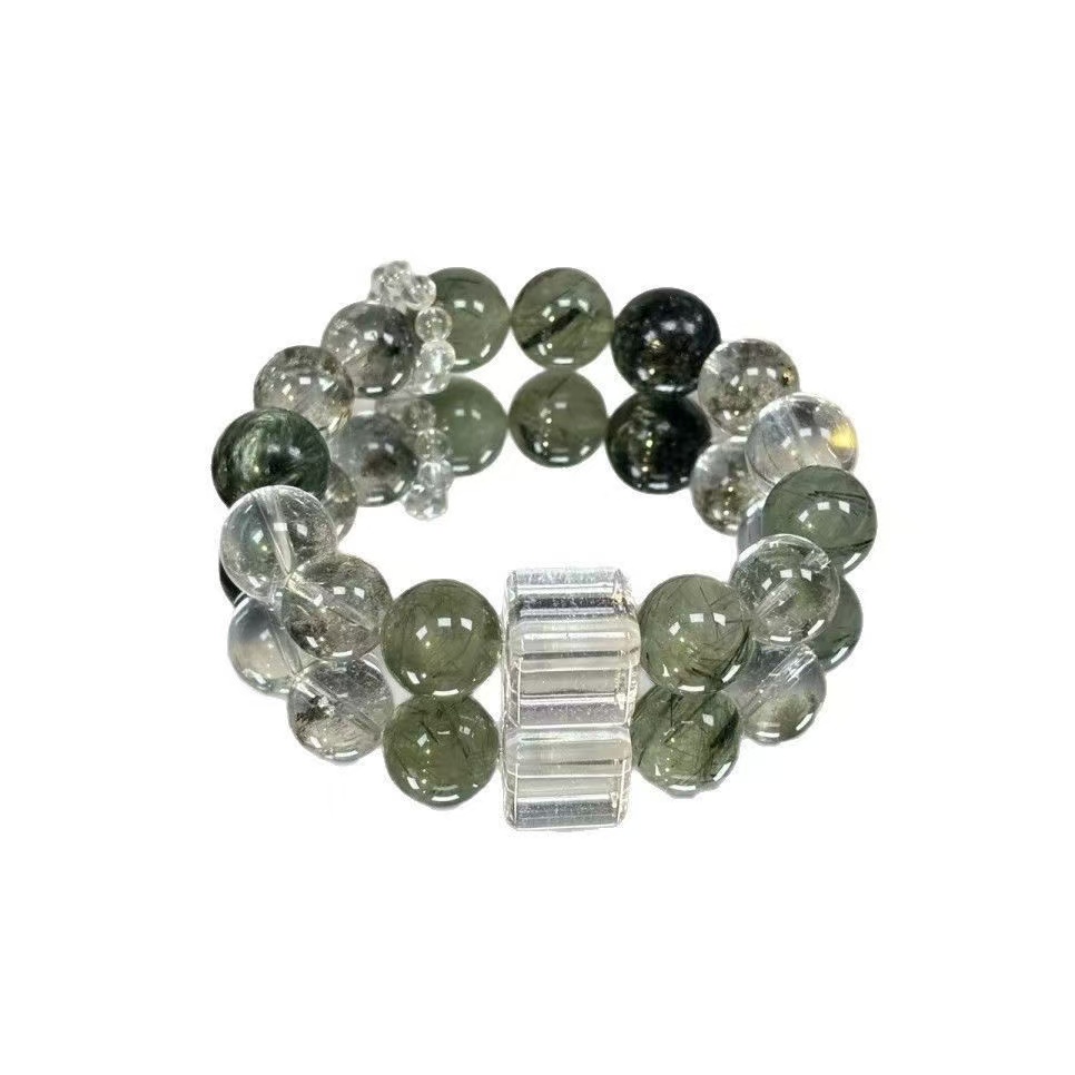 Brățară verde natural Phantom  Clear Quartz Brățară din alamă cu lanț rotund Unisex Wealth Energy Jewelry