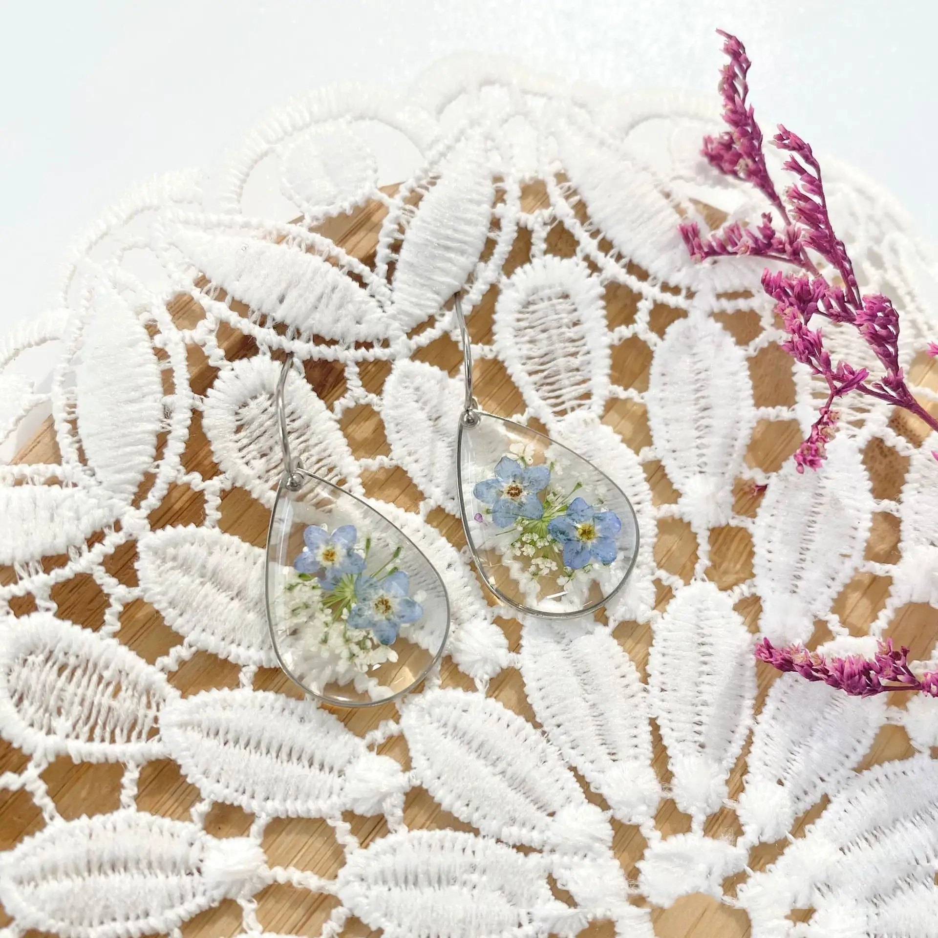 Real Flower Earrings Fashion Resin
