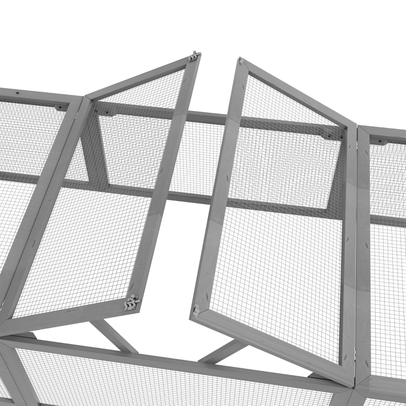 Large Wooden Rabbit Hutch Small Animal Habitat Enclosure Outdoor Run And Lockable Doors - Gray