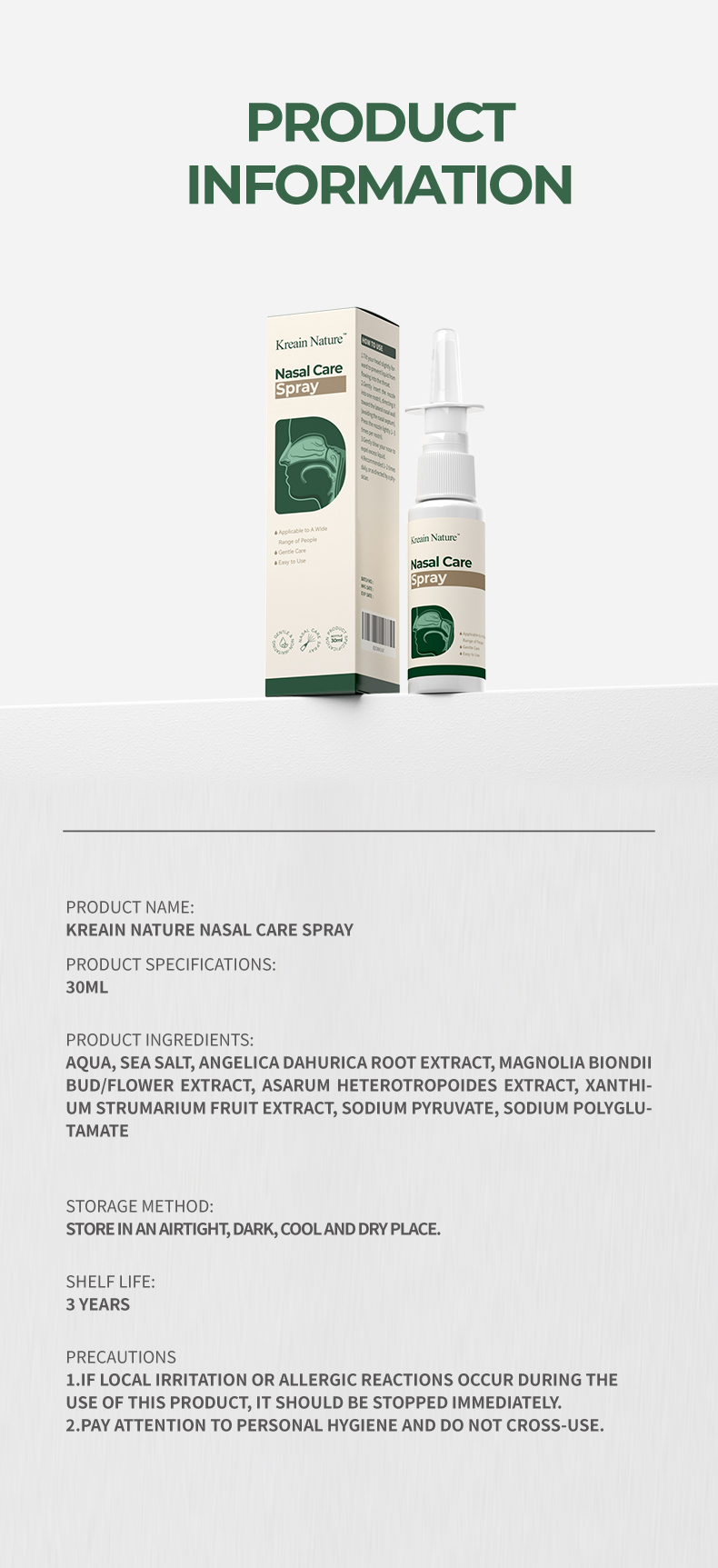 Kreain Nature 1 Rhinitis Relief Spray With Magnolia Biondi Bud Natural…