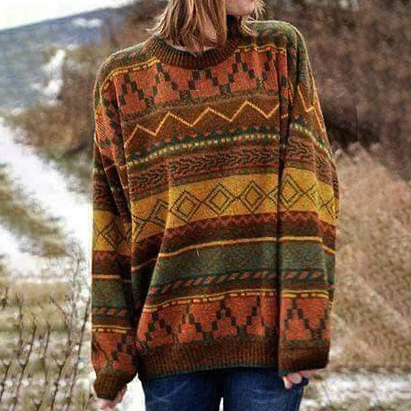 Title 3, Lässiger Strickpullover mit mehrfarbigen Nähten...