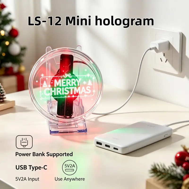 Wiilala 3D Holographic Fan, 4.7 Inch 3D Holographic Fan With WiFi Projector, Built-in Video - HD LED Holographic Disesktop Stand, LED Holographic Display Screen