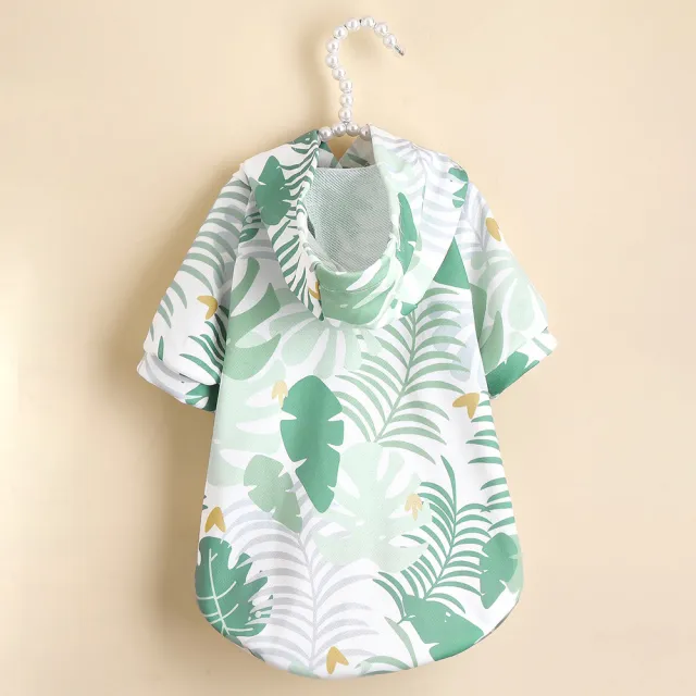 Hawaiian Resort Style Hoodie Pet Clothes Comfortable Palm Leaf Hoodie - Shop at LoveMi