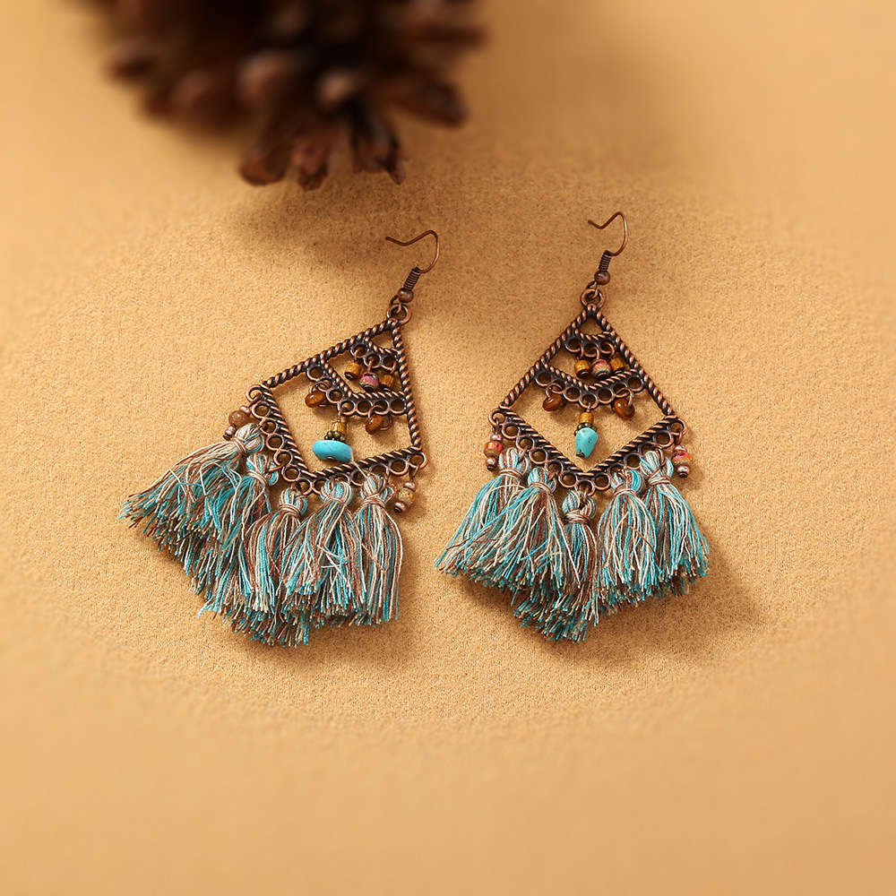 Bohemian Diamond Long Alloy Earrings