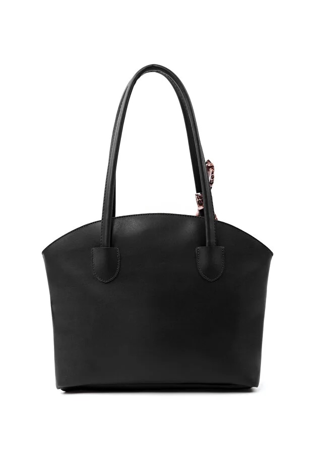 Faux Leather Zippered Shoulder Bag Single Compartment Handbag With Scarf Gift Womens Hand Shoulder Crossbody Bag Black - Bags & Accessories