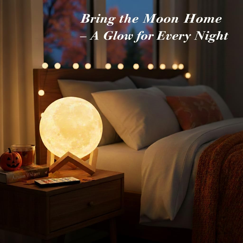 16-Color Lamp With Stand And Remote, Moon Lamp, LED Night Light With Dock, Creative Moon Light Uniq — foto 5