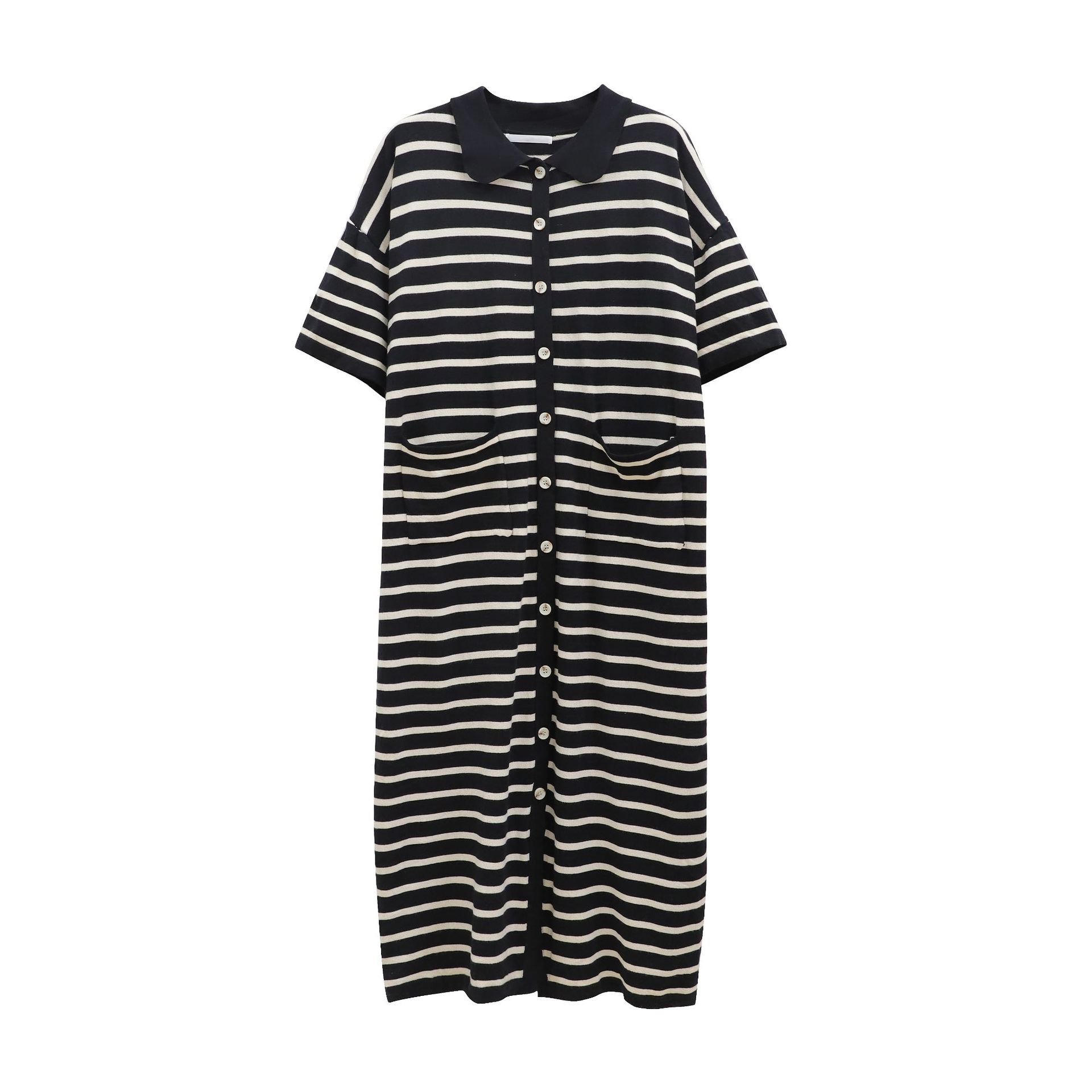 Women's Casual Loose Double Pocket Lapel Knitted Sweater