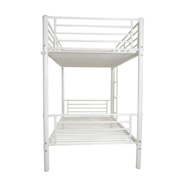 Iron Bed Bunk Bed with Ladder for Kids Twin Size White β photo 6