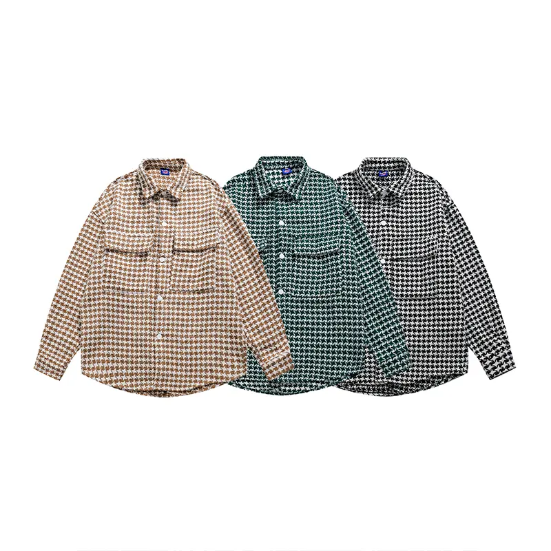 American Thousand Bird Check Shirt Plaid Coat Loose And Versatile