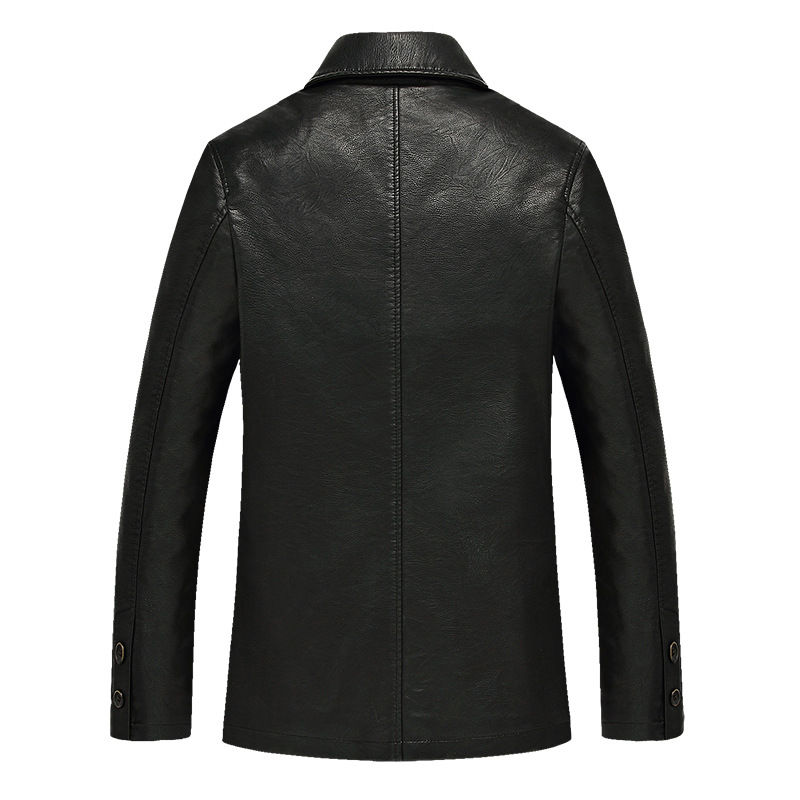 Middle-aged And Elderly Men's Cotton Lapel Leather Jacket