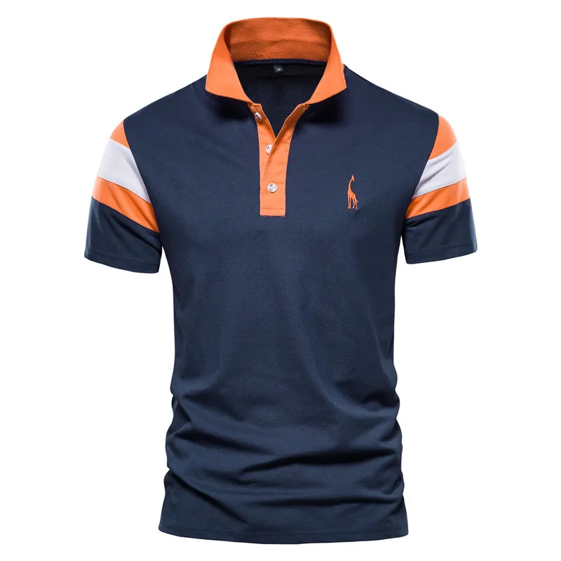 Men's Casual POLO Shirts Men's Slim Short-sleeved T-shirts - Navy