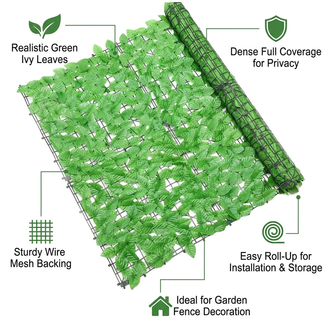 Artificial Hedge Fake Ivy Leaf Garden Fence Privacy Screening Roll Wall Panel — image 9
