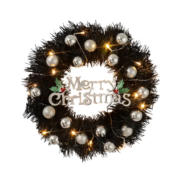 Wreath With Merry Christmas Sign,Artificial Christmas Door Wreath Decorative Shatterproof Hanging Ornament Wreath For Holiday Home Party Decoration... Black - Shop at LoveMi