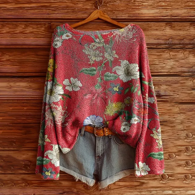 Women's Graphic Print Long Sleeve Blouse, Crew Neck Fall Fashion Tunic Top, Casual Dressy Work Shirt Red - Shop at LoveMi