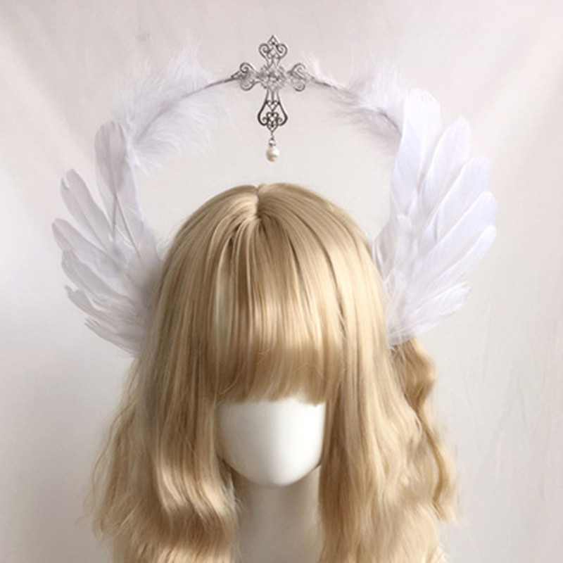 Wheat Ear Cross Feather Church Pope Golden Hair Ornament — foto 4