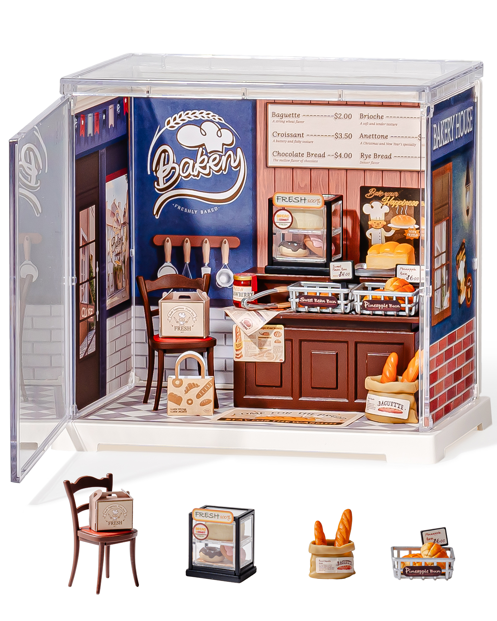 Rolife Super Creative DIY Plastic Mini House Set - 3D Puzzle With Dust Cover, Compatible With Mini Figures, Multiple Themes Available, Home Decor, Teen And Adult Gift