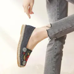 Embroidered Cloth Shoes Women's Breathable Canvas - Blue - View 1