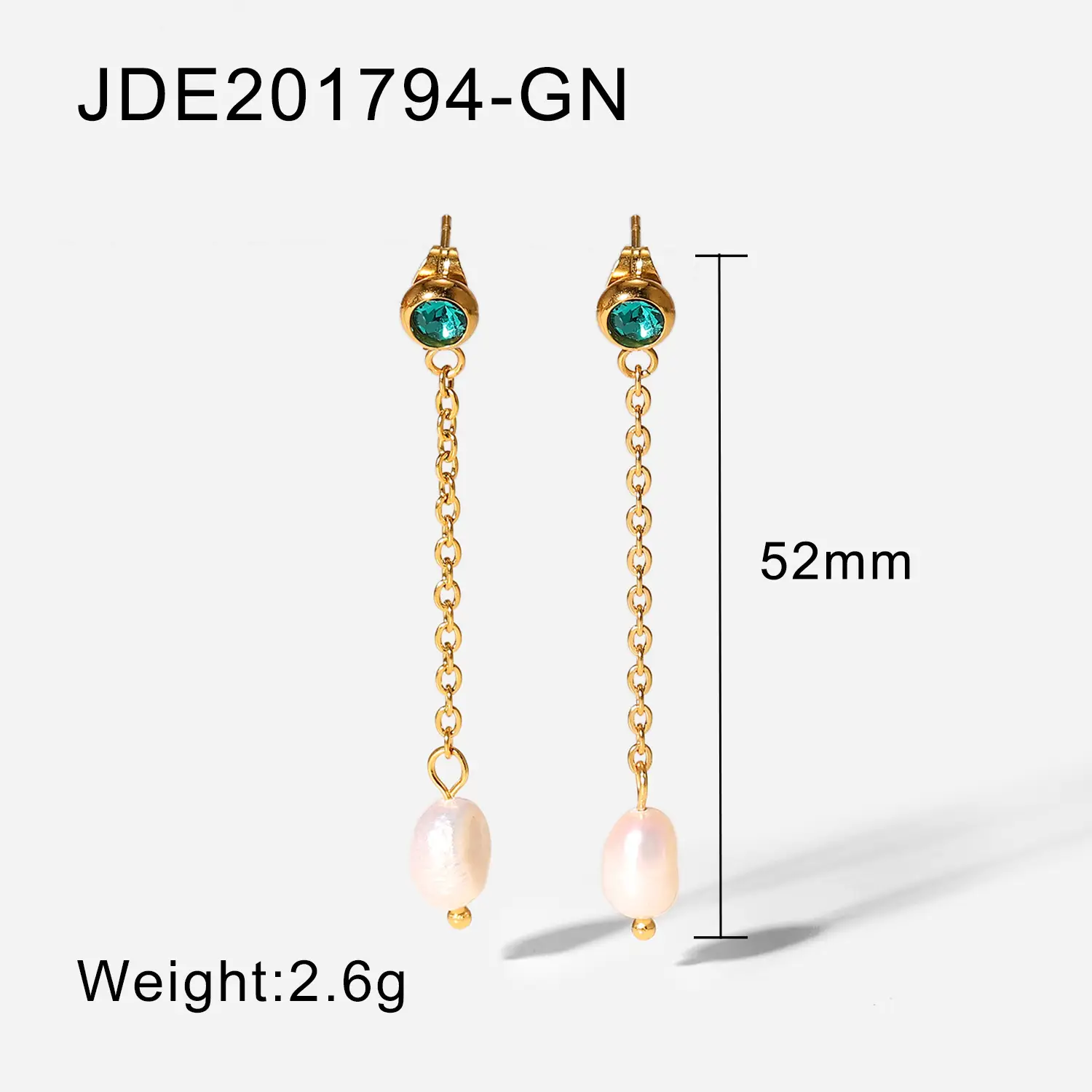 Zircon Pearl Pendant Earrings With Long Chain