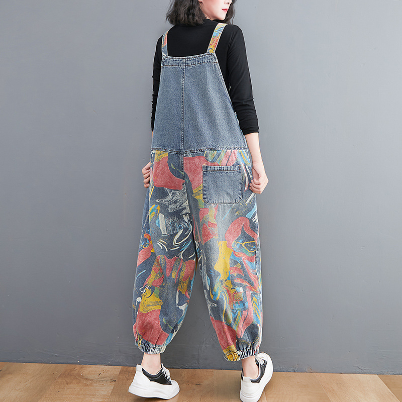 Title 3, New Spring Printed Jean Suspenders For Women