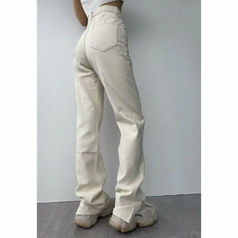 Women's All-match Straight-leg High-waisted Mopping Jeans