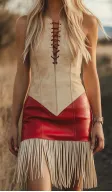 Women's Western Style Vest Dress V Neck Button Front Mini Dress With Fringe Detail Summer Wear Apricot - Shop at LoveMi