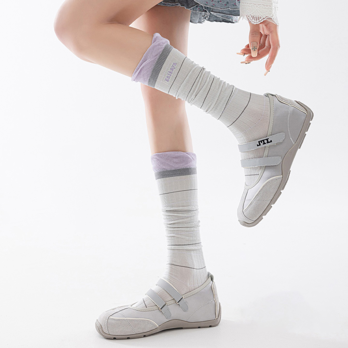 Spring And Summer Calf Socks With Lace Lace, Lightweight And Breathable Mesh, Women's Pile Sockscalf Socks